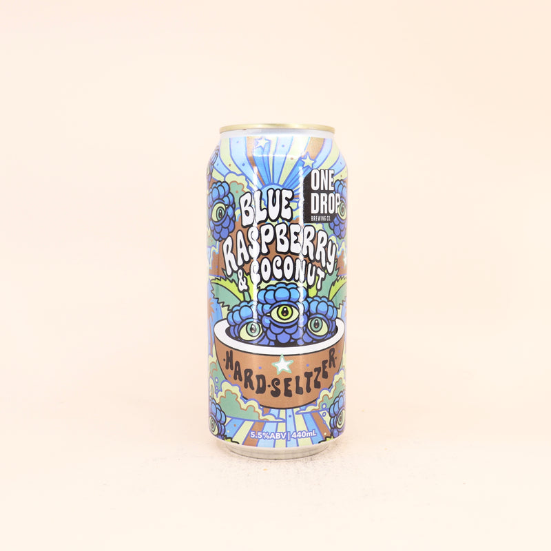 One Drop Blue Raspberry and Coconut Hard Seltzer Can 440mL